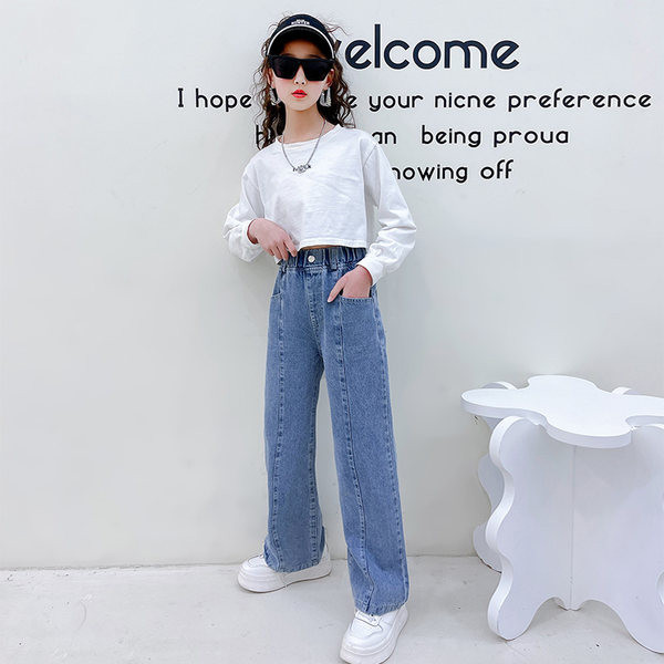 Blugi elastici cu buzunar cu talie inalta pentru fete