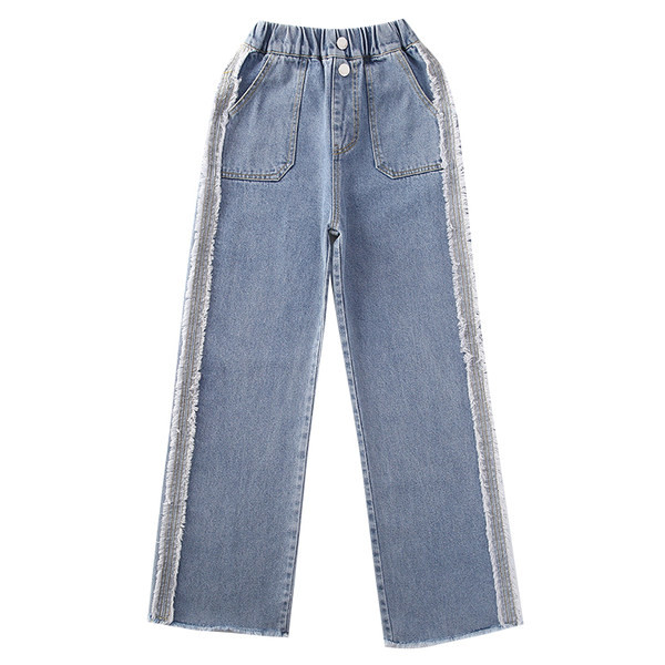 Pantaloni largi pentru fete cu buzunar si nasturi