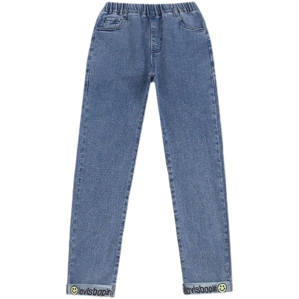 Vaikiški džinsai su prigludusiu modeliu mergaitėms