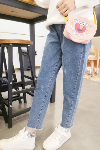 Blugi elastici cu talie inalta pentru copii pentru fete