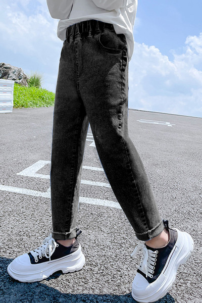 Blugi elastici cu talie inalta pentru copii pentru fete