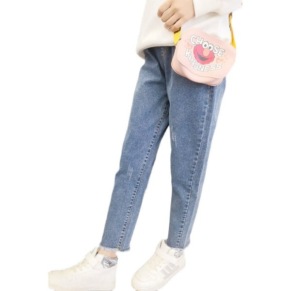 Blugi elastici cu talie inalta pentru copii pentru fete