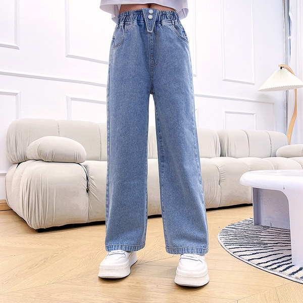 Mergaičių džinsai plačiomis kojomis