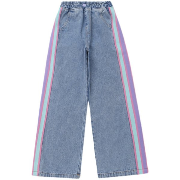 Vaikiški džinsai kasdieniniam naudojimui su apvadu ir tamprėmis