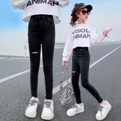 Plyštų motyvų mergaičių „Slim Fit“ džinsai