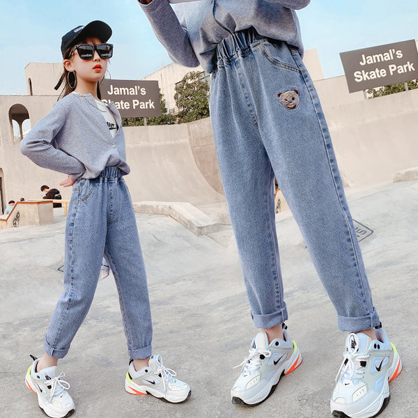 Vaikiški džinsai su aplikacijomis mergaitėms