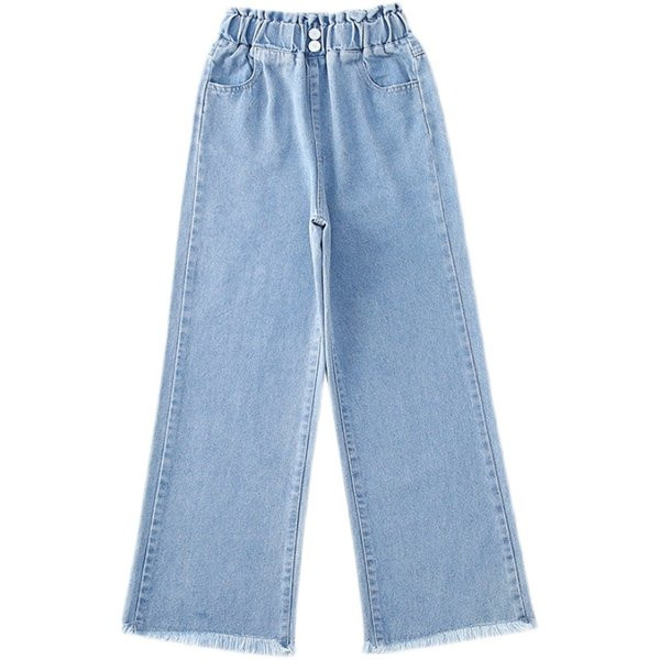 Blugi largi cu talie elastica pentru fete
