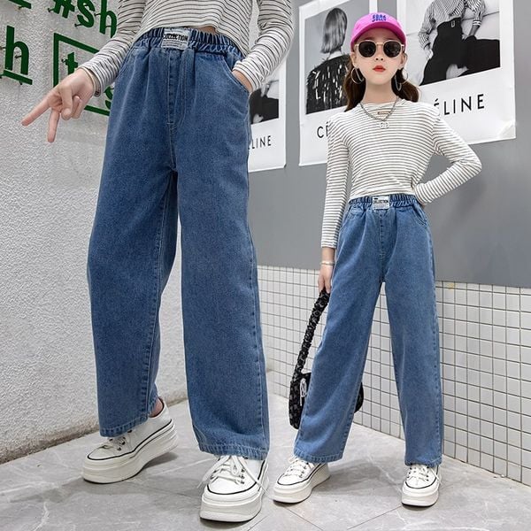 Παιδικό τζιν με ψηλή μέση και τσέπη