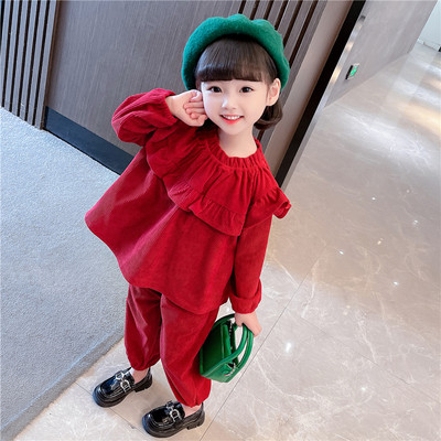 Dviejų dalių komplektas mergaitei, palaidinė ilgomis rankovėmis ir kelnės elastinėmis kojomis