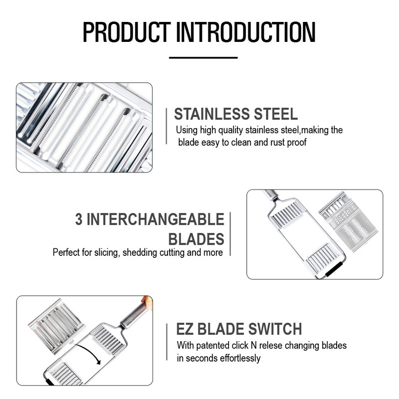 Tocător tăietor din oțel inoxidabil Tăiător manual portabil pentru legume Răzătoare ușor de curățat cu mâner Instrument multifuncțional de bucătărie pentru casă