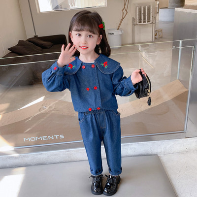 Set copii cu motive florale si nasturi