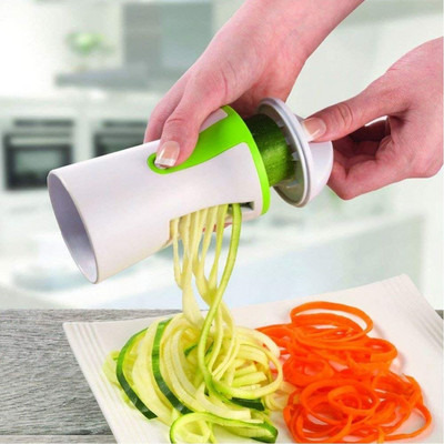 Hordozható Spiralizer Zöldségszeletelő Kézi Spiralizer Hámozó Rozsdamentes acél spirálszeletelő burgonya cukkini spagetti