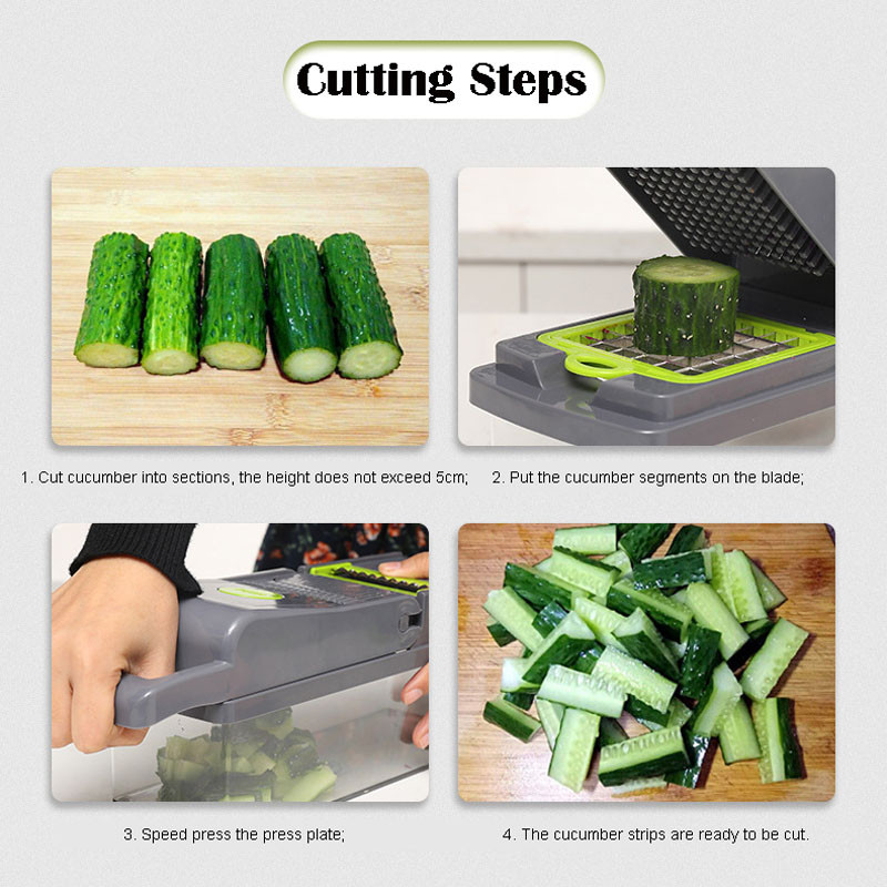 Mandoline 12 in1 Accesorii pentru bucatarie Cutter pentru legume Mașină de curățat Tocator Tăiător pentru fructe Cartofi Morcovi Răzătoare cu coș de scurgere Gadget
