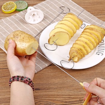 1 Set Potato Spiral Cutter String DIY Rotate Potato Chips Tower Slicer Manual Twisted Potato Cutter Χρήσιμα εργαλεία κουζίνας