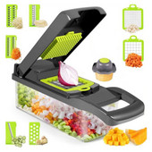 Cutter Multifunctional Fructe Legume Tăiător Răzătoare Tocatoare Coș de scurgere din plastic Tăiător 8 în 1 Gadget Accesorii de bucătărie