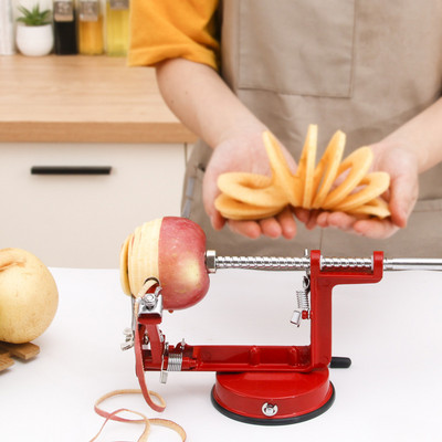 3 в 1 белачка за ябълки, ръчно задвижвана машина за нарязване на белачка от неръждаема стомана, машина за ябълкови плодове, обелен инструмент, креативни кухненски инструменти