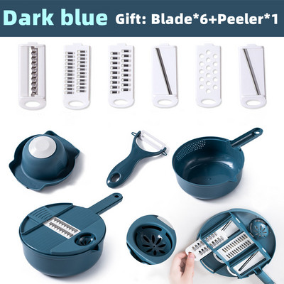 12 viename Daugiafunkcis daržovių smulkintuvas Morkos Bulvės Rankiniu būdu pjaustytos Smulkintuvas Ridikėlių trintuvas Virtuvės įrankiai Daržovių pjaustytuvas