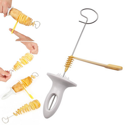 1 set rezača krumpira od nehrđajućeg čelika i plastike upletenog rezača za kriške krumpira Spiralni DIY ručni kreativni kuhinjski dodaci