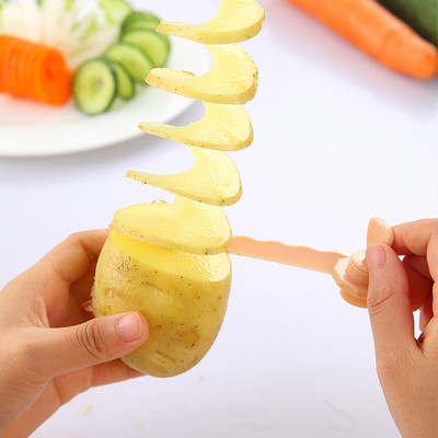 DIY burgonya spirális vágó zsinór Forgatja a burgonyaszeleteket toronyszeletelő kézi csavart burgonyavágó Hasznos konyhai eszközök