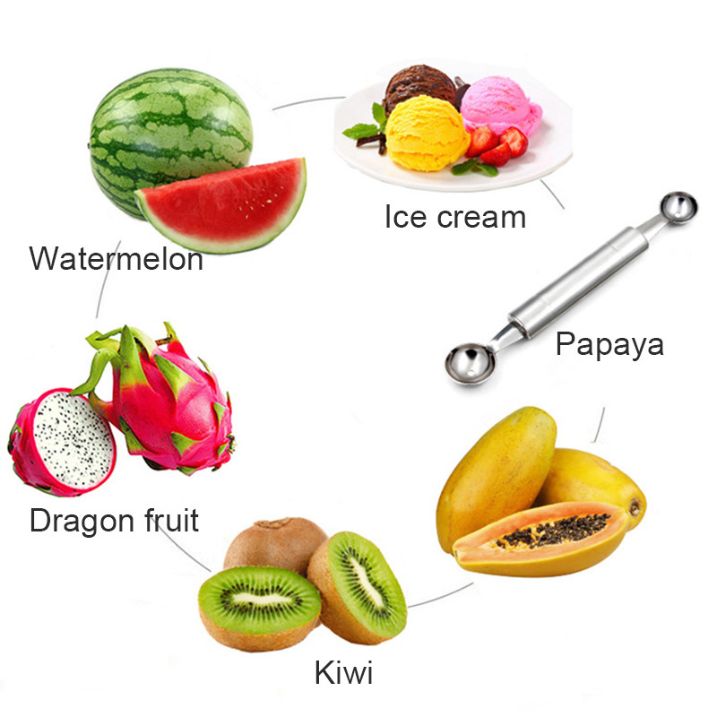 Tăiător de pepene verde din oțel inoxidabil Cuțit de fructe Cuțit de moară de vânt Înghețată Dig Baller de pepene galben Scoop Asortate Ustensile de bucătărie la rece