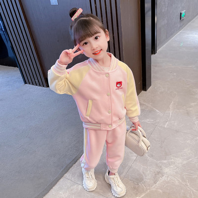 Set sport din doua piese cu broderie si nasturi