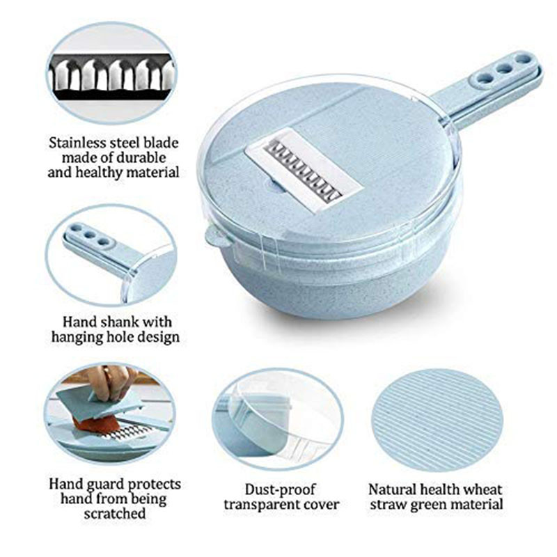 WALFOS Multifunctio Rezač povrća Gulilica krumpira Rende mrkve Luk s cjedilom Rezač povrća 8 u 1 Kuhinjski pribor