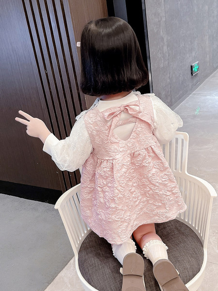 Set două piese pentru fete, rochie și bluză cu mânecă lungă