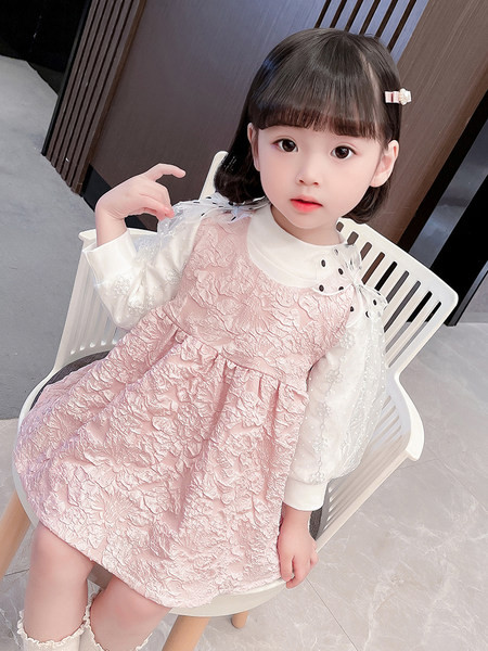 Set două piese pentru fete, rochie și bluză cu mânecă lungă