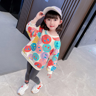 Set copii din doua piese de jambiere si bluza imprimata pentru fete