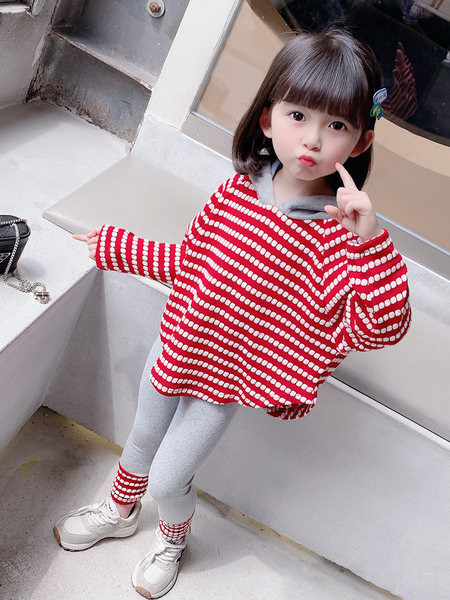 Set copii din doua piese - jambiere si bluza cu dungi pentru fete