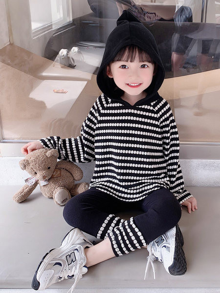 Set copii din doua piese - jambiere si bluza cu dungi pentru fete