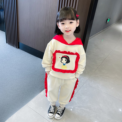 Dviejų dalių rinkinys mergaitėms su spausdintu gaubtu