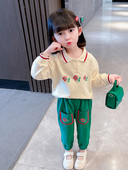 Set de două piese cu guler floral pentru fete