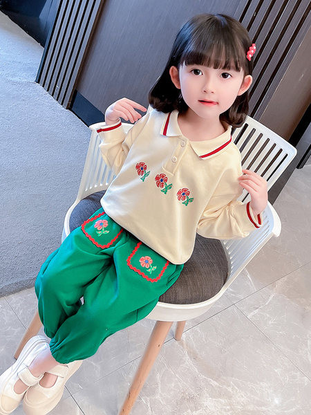 Set de două piese cu guler floral pentru fete