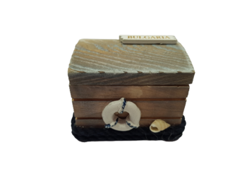 Кутия за бижута  Ahelos, Дървена, Морска тематика,  8х5 см