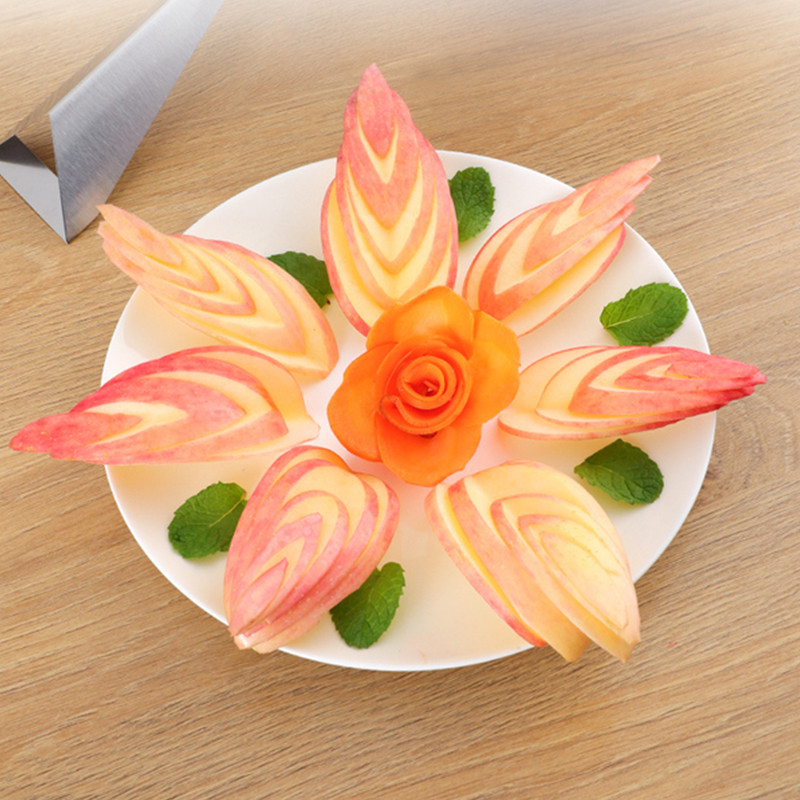 Nerūdijančio plieno trikampis vaisių drožybos peilis vaisių lėkštė Artefaktinis trikampis daržovių peilis Neslystantis drožybos peilis virtuvės įrankis