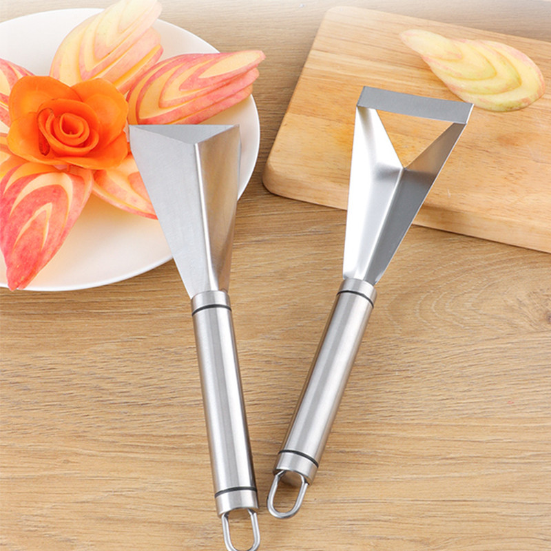 Nerūdijančio plieno trikampis vaisių drožybos peilis vaisių lėkštė Artefaktinis trikampis daržovių peilis Neslystantis drožybos peilis virtuvės įrankis