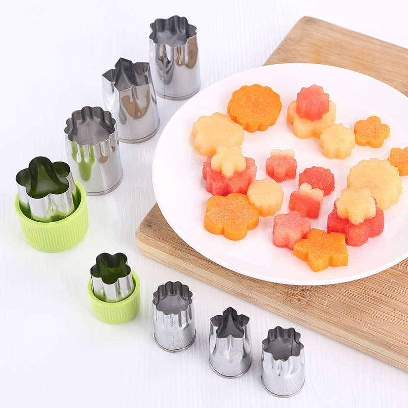 Set de forme de tăietor de legume, 9 bucăți, stea cu flori de desene animate, matriță pentru fructe, instrumente de decorare pentru decorarea biscuiturilor, consumabile de copt pentru copii
