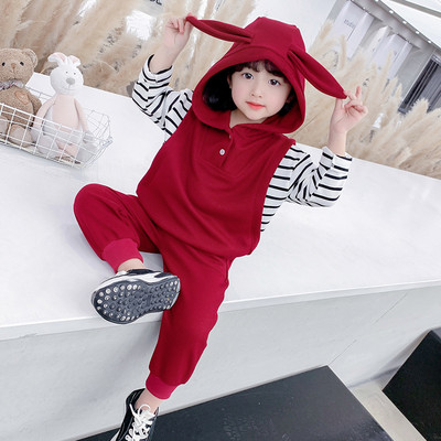 Set copii pentru fete, model curat cu nasturi si urechi