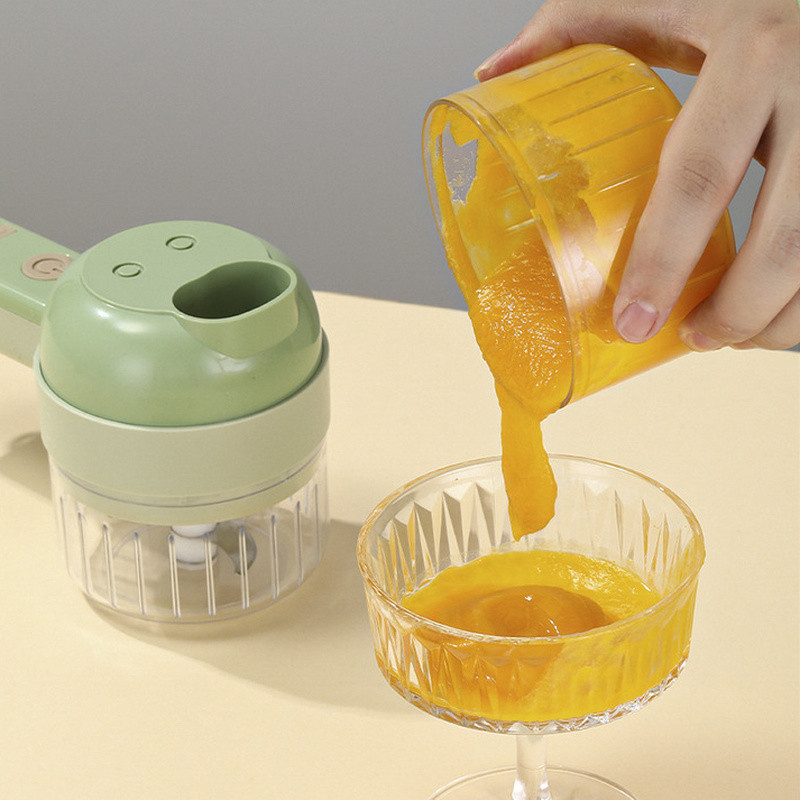 Set de tăiat legume electrice de mână 4 în 1 Concasor de legume durabil Chili Instrument de bucătărie Cu încărcare USB Mașină de zdrobire de ghimbir