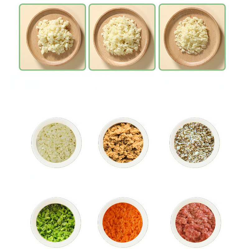 Set de tăiat legume electrice de mână 4 în 1 Concasor de legume durabil Chili Instrument de bucătărie Cu încărcare USB Mașină de zdrobire de ghimbir