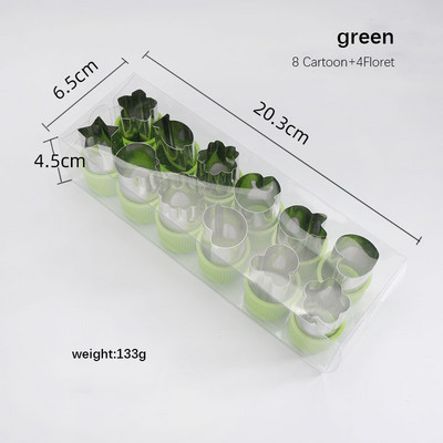 12 vnt / rinkinys Daržovių vaisių pjaustyklės formos gėlės Animacinių filmų formos pjaustymo formos Sausainių pjaustyklės Plieniniai sausainių įrankiai virtuvės reikmenys