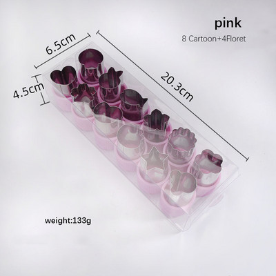 12 vnt / rinkinys Daržovių vaisių pjaustyklės formos gėlės Animacinių filmų formos pjaustymo formos Sausainių pjaustyklės Plieniniai sausainių įrankiai virtuvės reikmenys