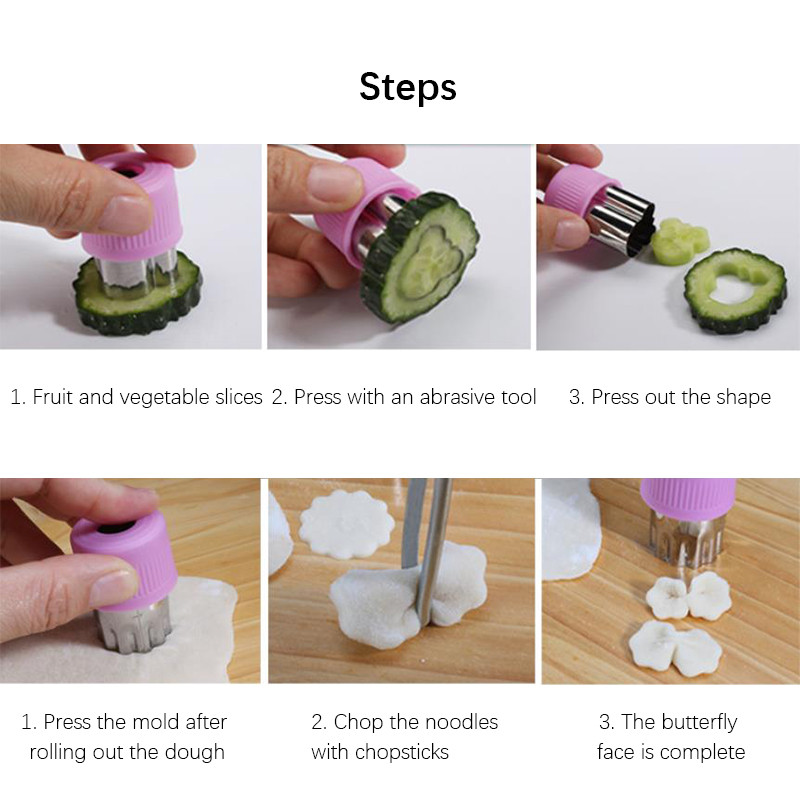 12 vnt / rinkinys Daržovių vaisių pjaustyklės formos gėlės Animacinių filmų formos pjaustymo formos Sausainių pjaustyklės Plieniniai sausainių įrankiai virtuvės reikmenys