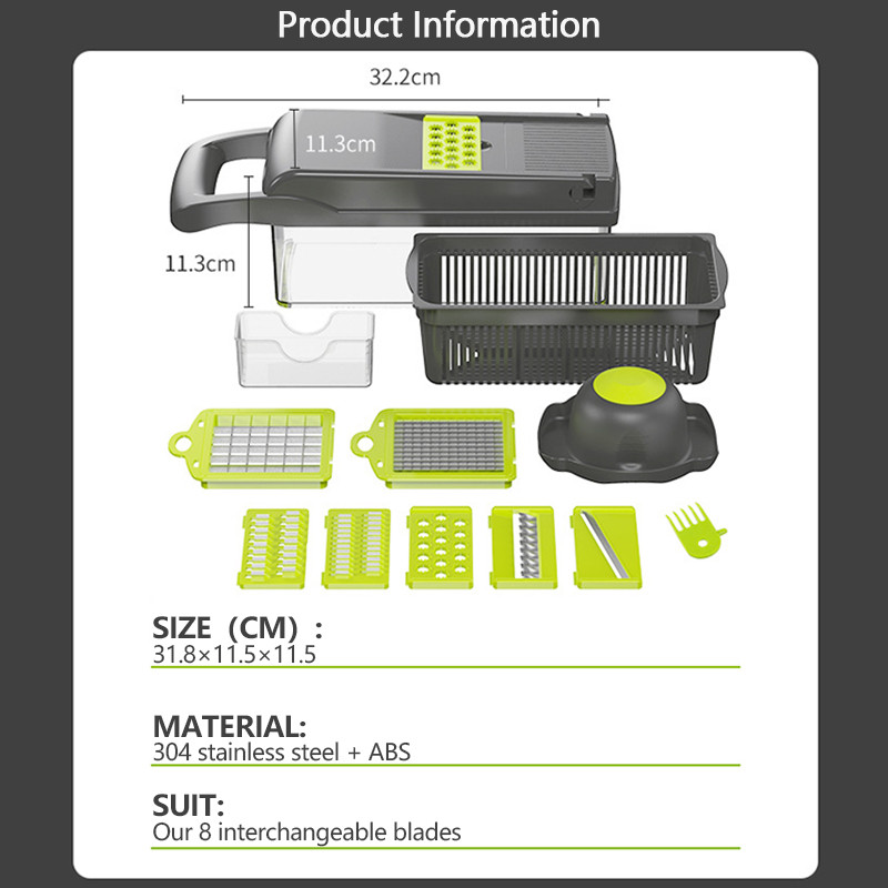 Daržovių pjaustyklė Mandolino pjaustyklė su dideliu konteineriu Spiralizatorius Daržovių pjaustyklė Bulvių morkų trintuvė Virtuvės priedai