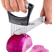 Svogūnų pjaustyklės laikiklis, mėsos daržovių pjaustyklė, skirta bulvėms ir pomidorams, aštrus nerūdijančio plieno maisto pjaustyklės pagalbinis įrankis