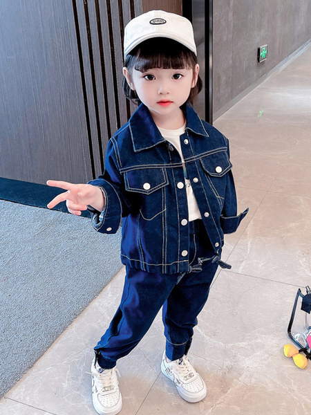 Set blugi pentru copii cu nasturi si buzunar