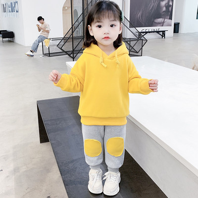 Set sport din două piese pentru fete cu glugă și căptușit