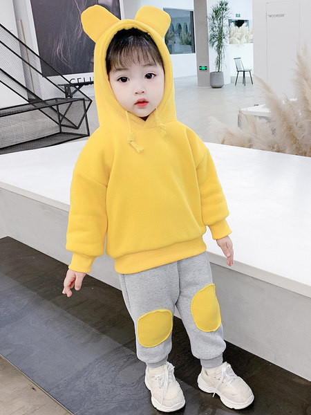 Set sport din două piese pentru fete cu glugă și căptușit