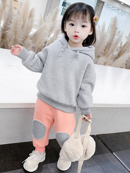 Set sport din două piese pentru fete cu glugă și căptușit